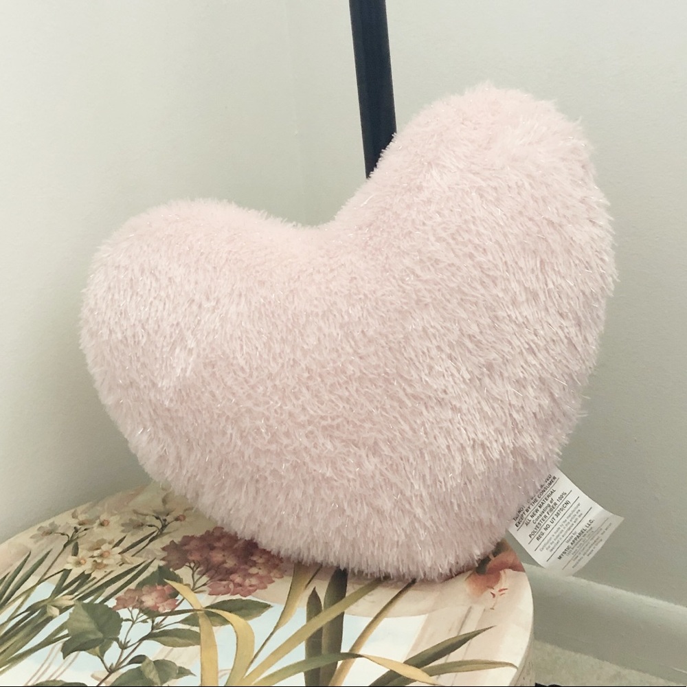 FUZZY PINK HEART PILLOW